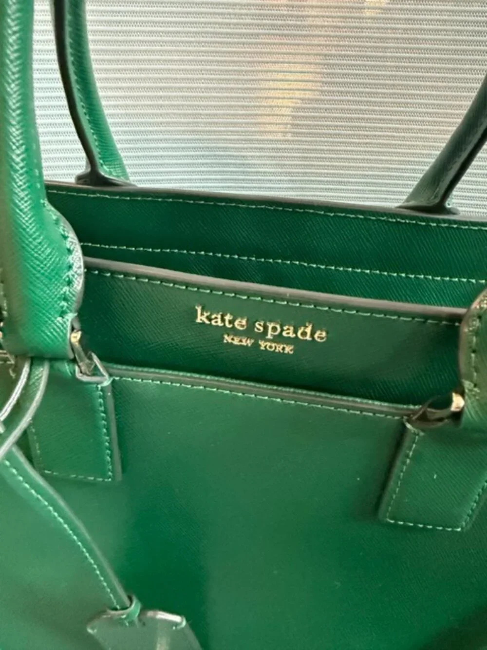 Kate Spade Satchel Staci Saffiano Leather -Crossbody Satchel- Green-EUC